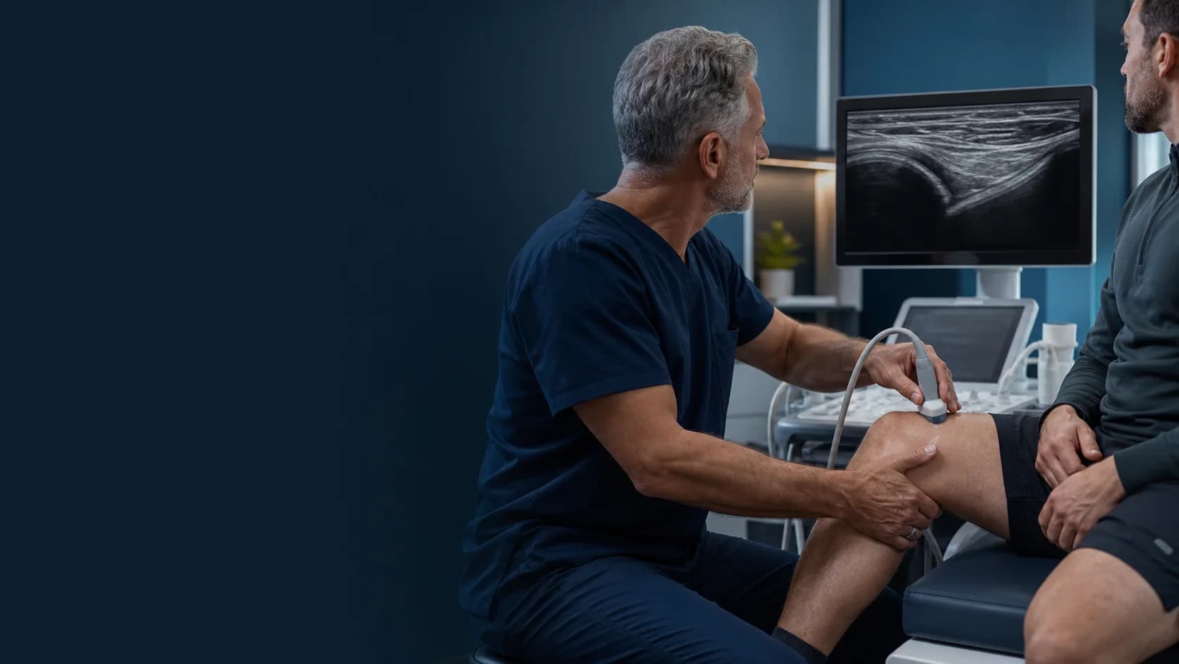 Clinician assessing a knee with a suspected partial ACL injury