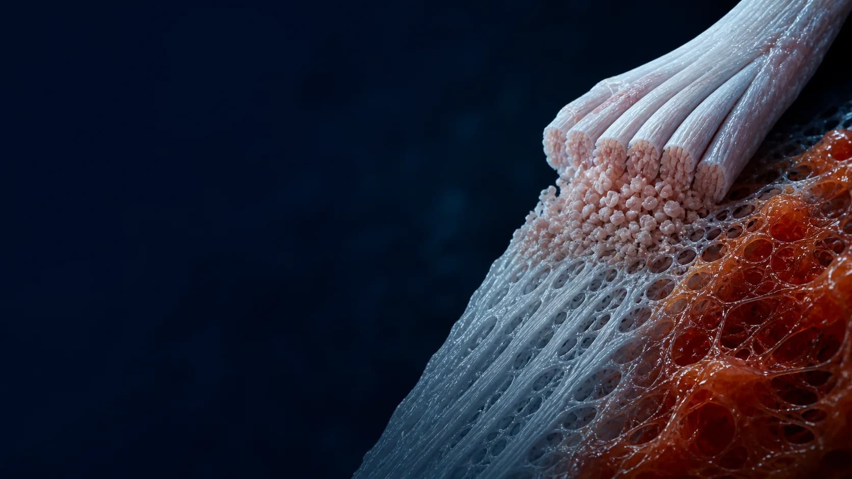 Fibroblast-rich micrografts, aligned collagen scaffold and platelet-rich fibrin represented as three biological components